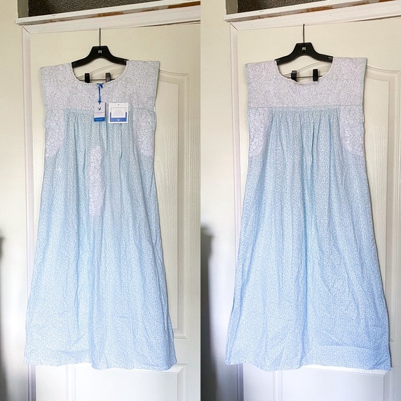 Mi Golondrina Dress Flores Midi Floral Embroidered Jardin Madre Azul Nieve M NWT - Picture 2 of 8